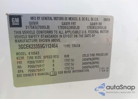 2009 Chevrolet Silverado K1500 Lt from USA, damaged, VIN 3GCEK23359G112464